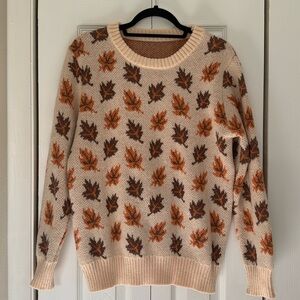 Boutique Leaf Print Sweater Small